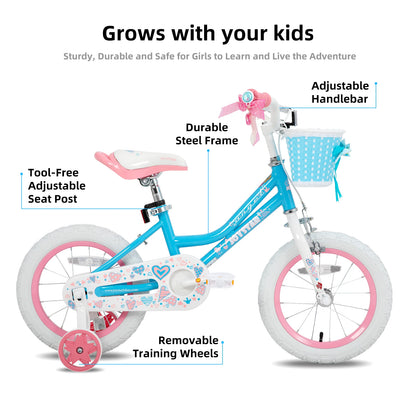 Girls Kids Bicycle with Training Wheels – 16 inch (US Stock)